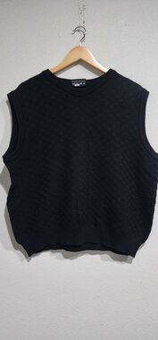 Arturo Garibaldi Italian Wear Merino Wool Black Sweater Vest Mens Size XL